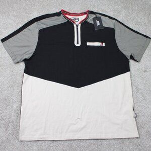 Benjamin Black Shirt NWT Mens 2XL XXL Black/White 1/4 Zip Cotton Stretch‎ S/S
